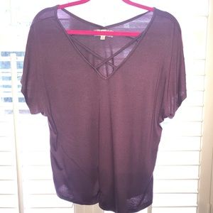 Purple criss cross blouse